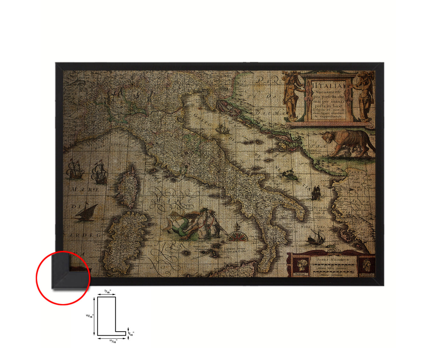 Italy Henricus Hondius Vintage Map Framed Print Art Wall Decor Gifts