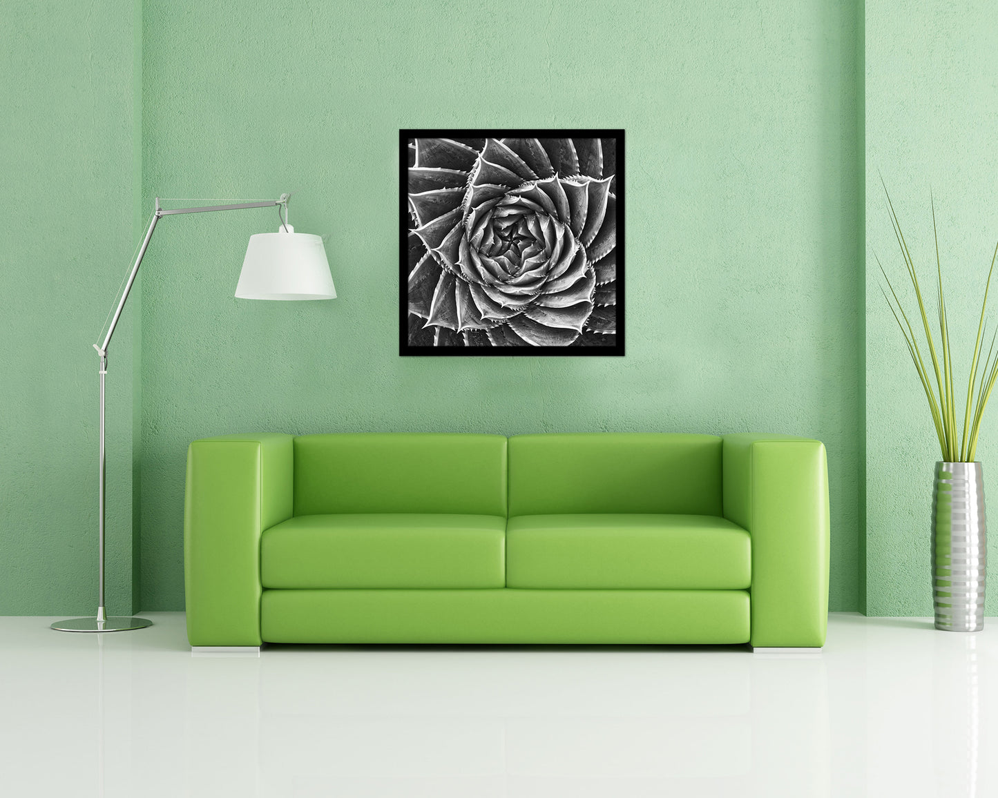 Spiral Leaves Plants B &W Succulent Leaves Spiral Plant Wood Framed Print Decor Wall Art Gifts