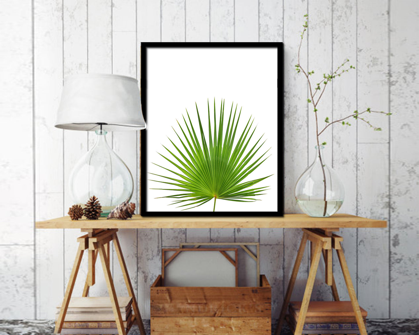 Palm Tropical Leaf Framed Print Sign Decor Wall Art Gifts