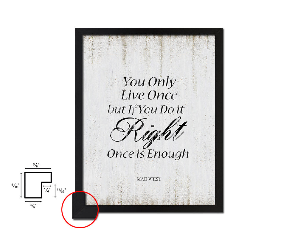 You only live once Quote Wood Framed Print Wall Decor Art