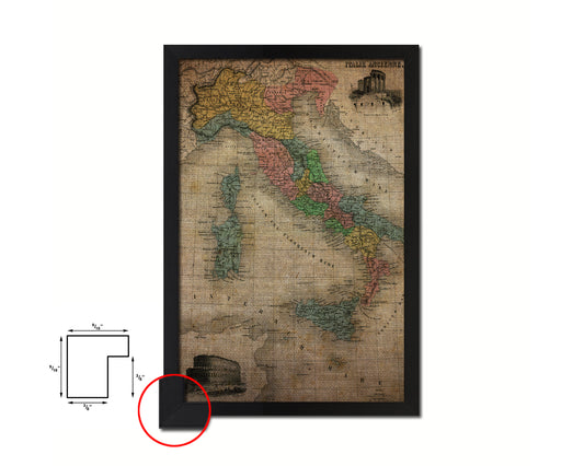 Italy Vintage Map Wood Framed Print Art Wall Decor Gifts