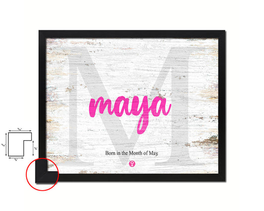 Maya Personalized Biblical Name Plate Art Framed Print Kids Baby Room Wall Decor Gifts