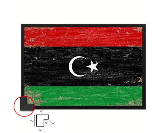 Libya Shabby Chic Country Flag Wood Framed Print Wall Art Decor Gifts