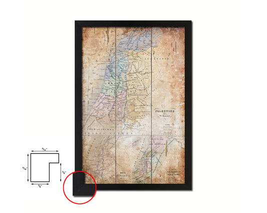 Holy Land Romans David Solomon Israel Palestine Antique Map Wood Framed Print Art Wall Decor Gifts