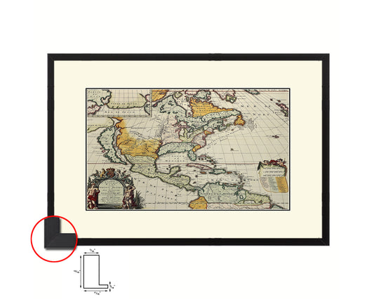 North America Louis Hennepin In Amsterdam 1698 Old Map Framed Print Art Wall Decor Gifts