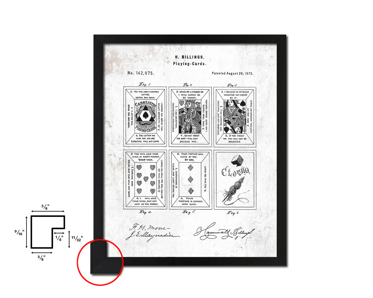 Game Playing Card Vintage Patent Artwork Black Frame Print Wall Art Decor Gifts