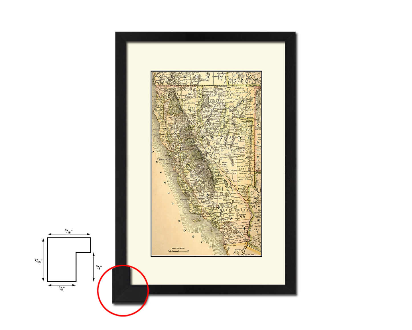 California Old Map Framed Print Art Gifts