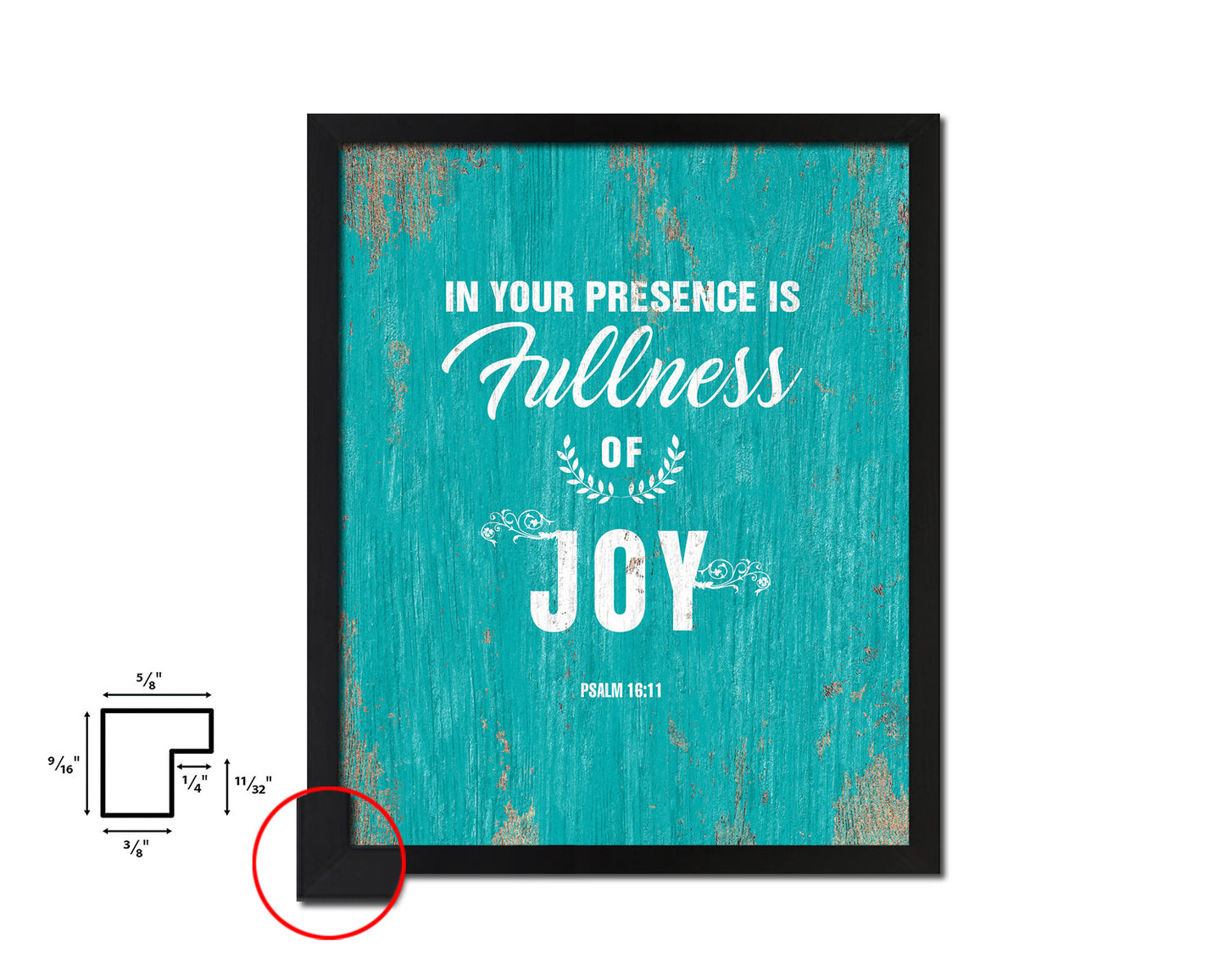 In your presence is fullness of joy, Psalm 16:11 Quote Framed Print Home Decor Wall Art Gifts