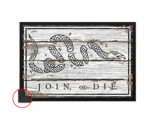 US Join or Die Snake Colonial Revolutionary War Wood Rustic Flag Framed Print Art