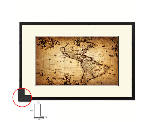 America 1690 Old Map Framed Print Art Wall Decor Gifts