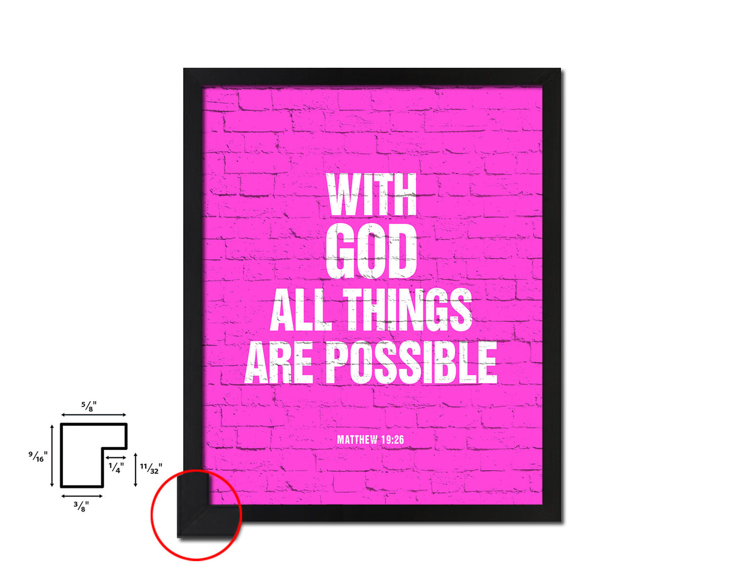 With God all things are possible, Matthew 19:26 Quote Framed Print Home Decor Wall Art Gifts