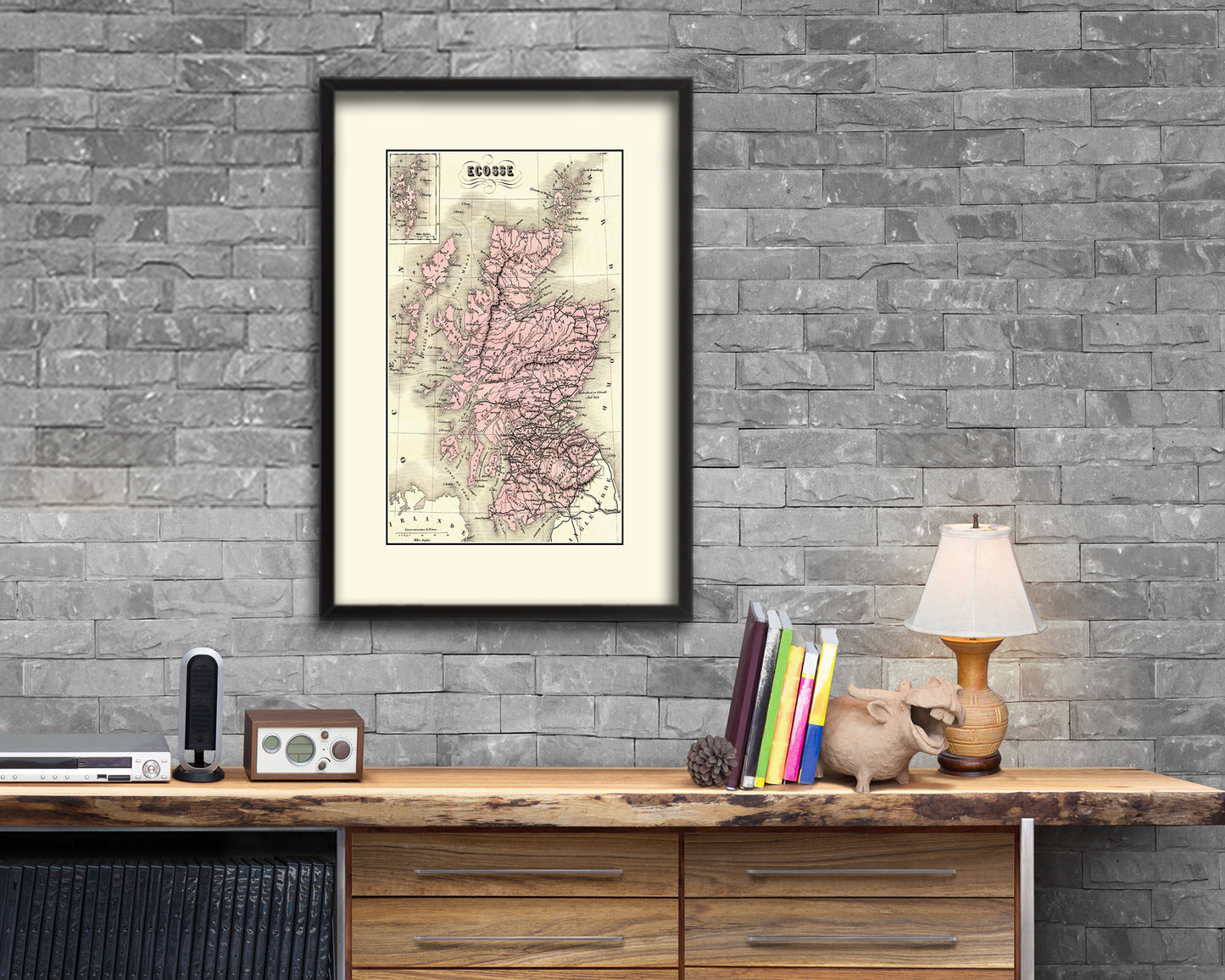Scotland Old Map Wood Framed Print Art Wall Decor Gifts