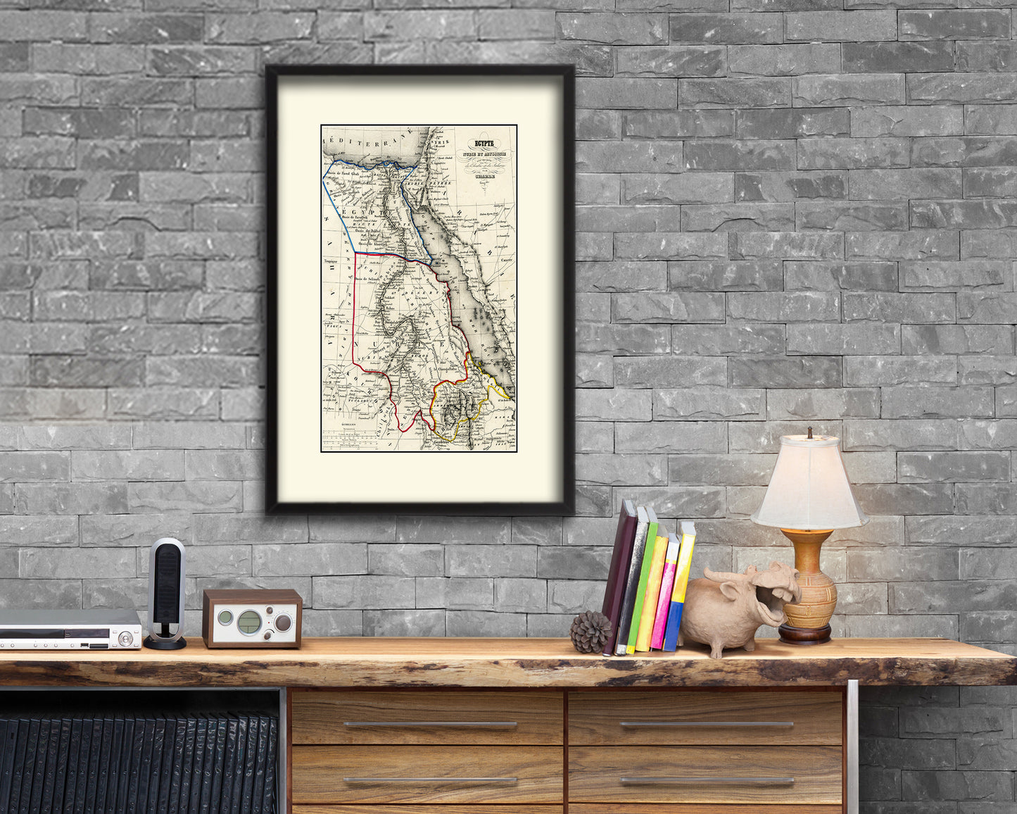 Egypt Nubia Abyssinia Africa Old Map Wood Framed Print Art Wall Decor Gifts