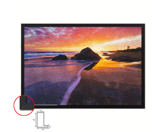 Bois Blanc Beach Etang Sale, Reunion Island Sunset Artwork Painting Print Art Frame Gifts