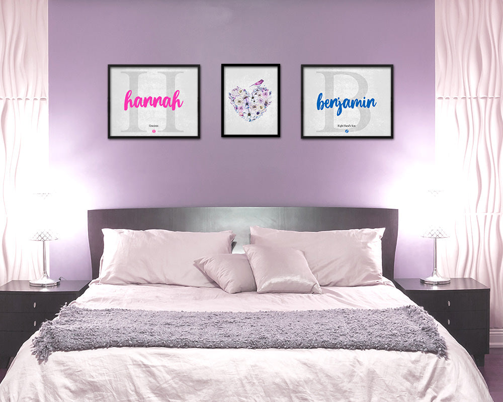 Hannah Personalized Biblical Name Plate Art Framed Print Kids Baby Room Wall Decor Gifts