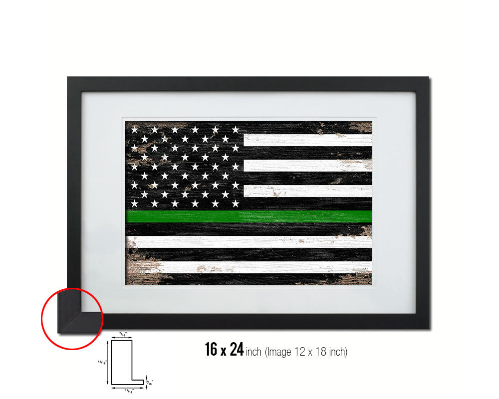 Thin Green Line Support Border Patrol American Shabby Chic Military FlagArt