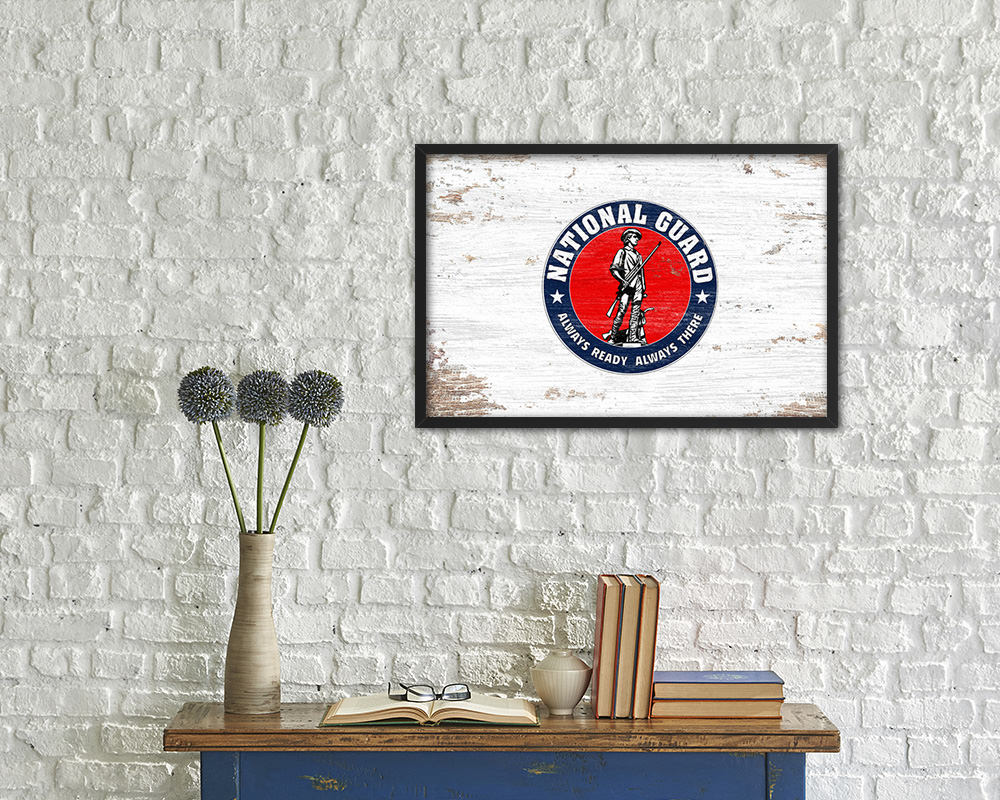 Seal of the United States National Guard Shabby Chic Military Flag Framed Print Decor Wall Art Gifts