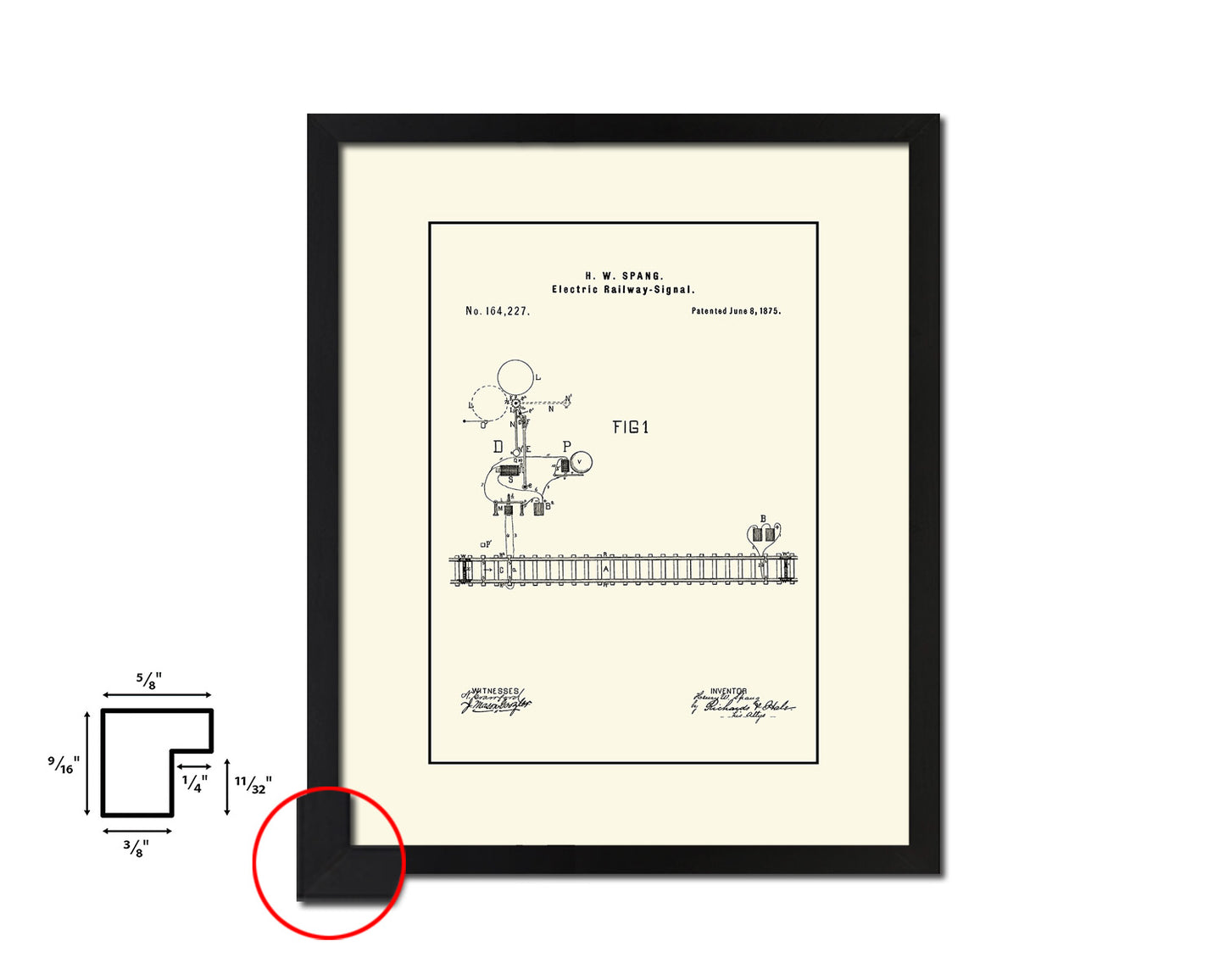 Steam Locomotive Electric Railway Signal Train Vintage Patent Artwork Black Frame Print Gifts