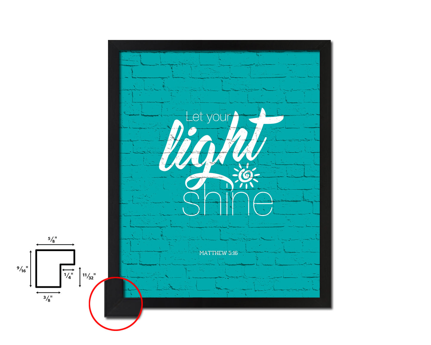 Let your light shine, Matthew 5:16 Quote Framed Print Home Decor Wall Art Gifts