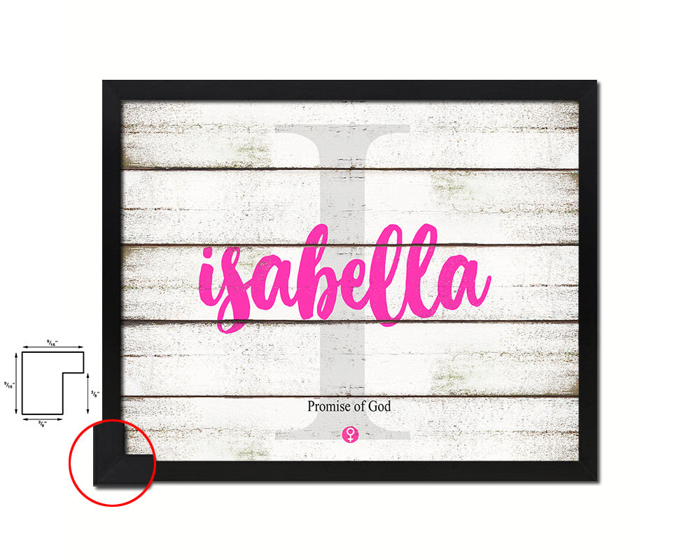 Isabella Personalized Biblical Name Plate Art Framed Print Kids Baby Room Wall Decor Gifts