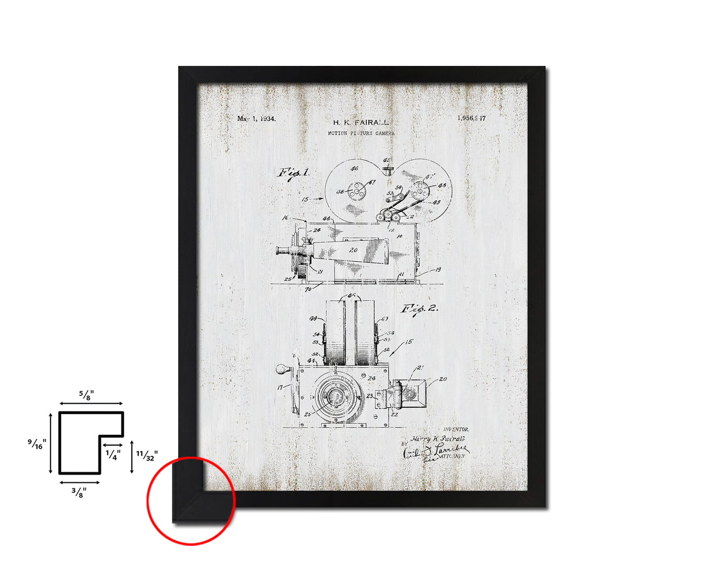 Picture Camera Motion Vintage Patent Artwork Black Frame Print Wall Art Decor Gifts