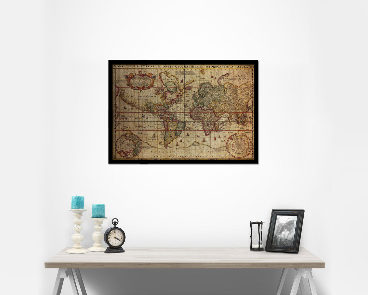 World Nicolaes Visscher in Amsterdam 1652 Vintage Map Framed Print Art Wall Decor Gifts