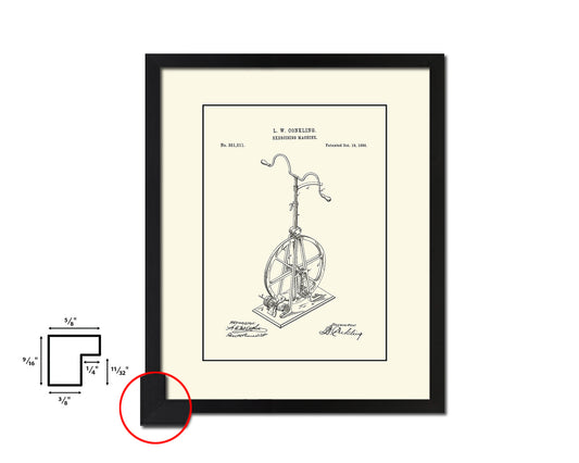 Exercise Machine Sports Vintage Patent Artwork Black Frame Print Gifts