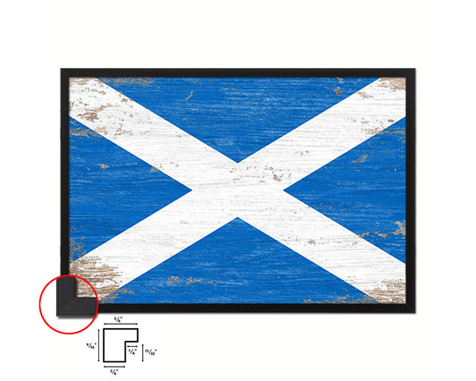 Scotland Shabby Chic Country Flag Wood Framed Print Wall Art Decor Gifts