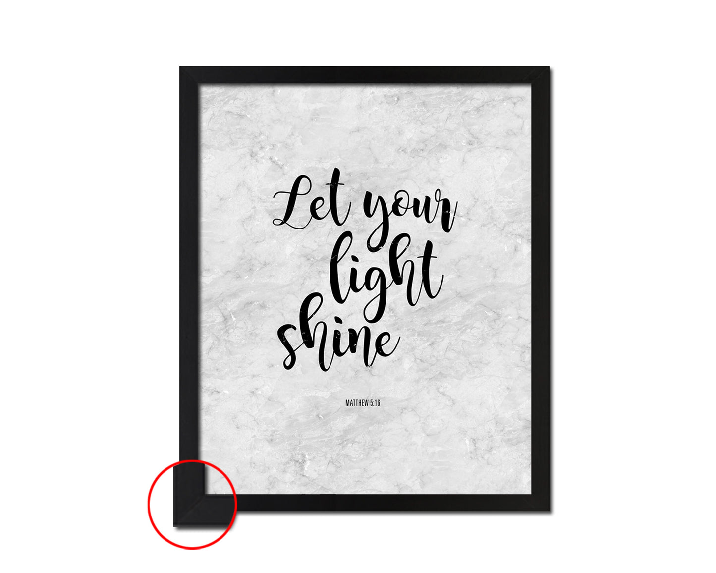 Let your light shine, Matthew 5:16 Bible Scripture Verse Framed Print Wall Art Decor Gifts