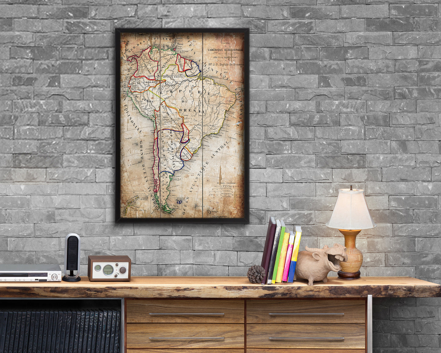 South America 1894 Antique Map Wood Framed Print Art Wall Decor Gifts
