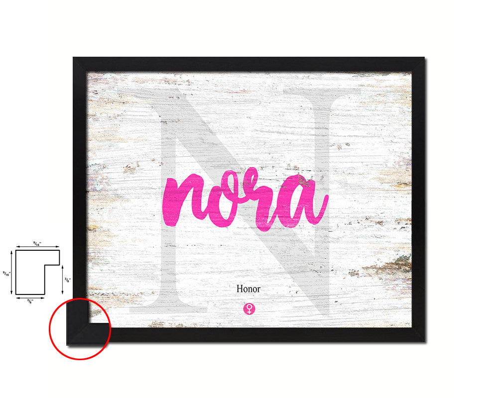 Nora Personalized Biblical Name Plate Art Framed Print Kids Baby Room Wall Decor Gifts