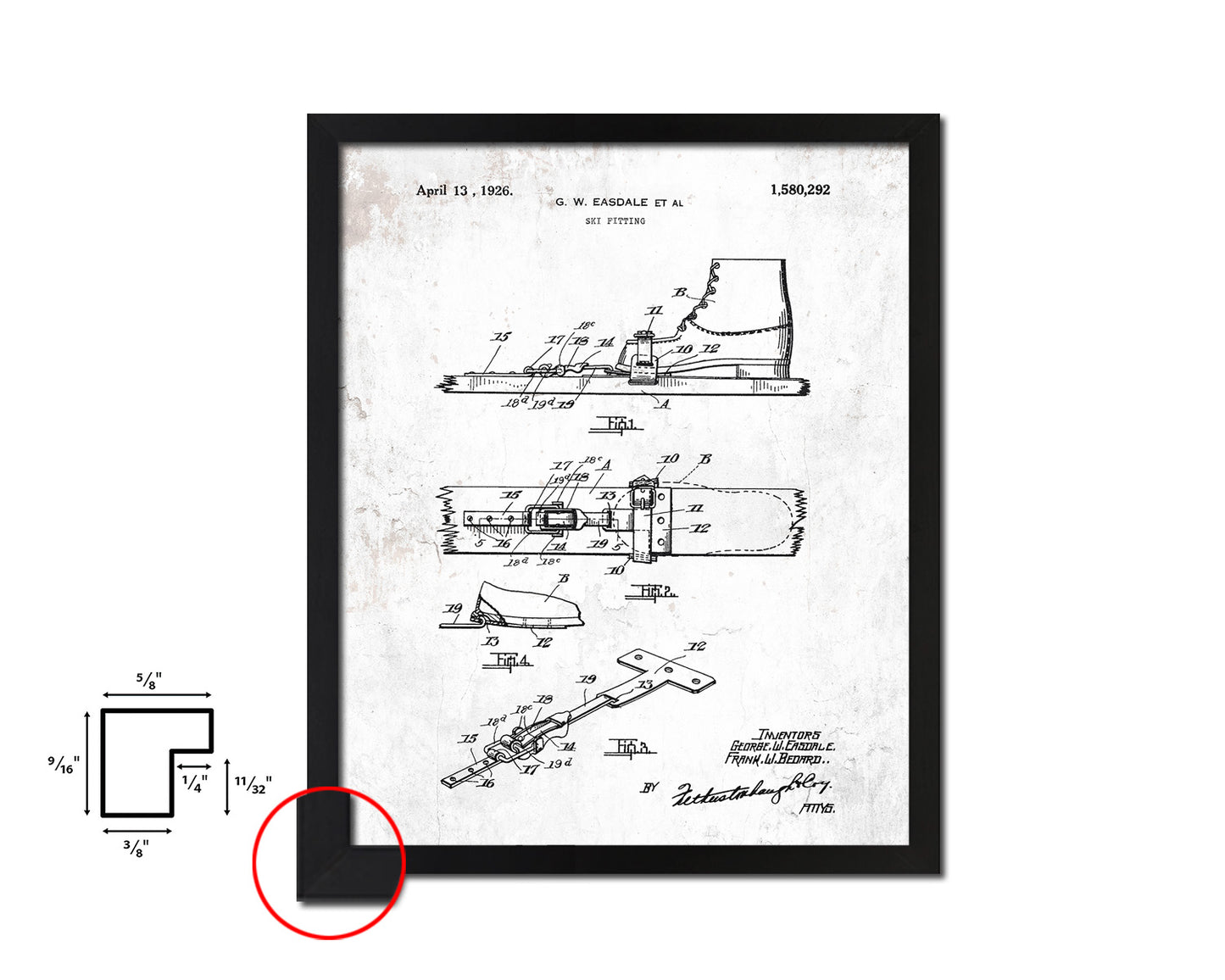 Ski Fitting Sports Vintage Patent Artwork Black Frame Print Gifts