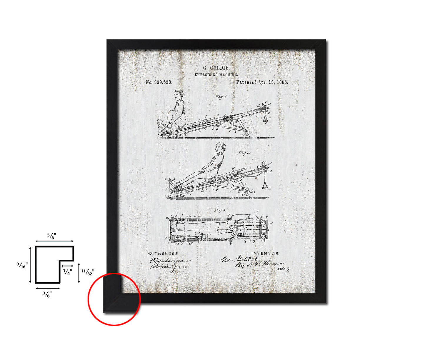 Exercise Machine Sports Vintage Patent Artwork Black Frame Print Gifts