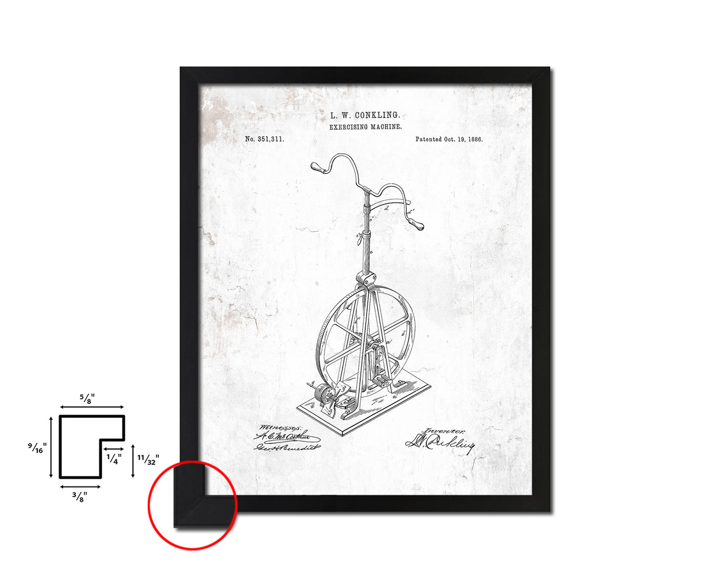 Exercise Machine Sports Vintage Patent Artwork Black Frame Print Gifts