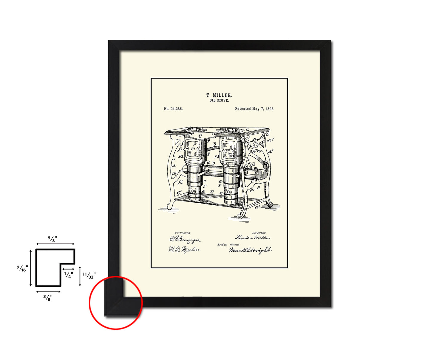 Oil Stove Kitchen Vintage Patent Artwork Black Frame Print Wall Art Decor Gifts