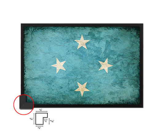 Micronesia Country Vintage Flag Wood Framed Print Wall Art Decor Gifts