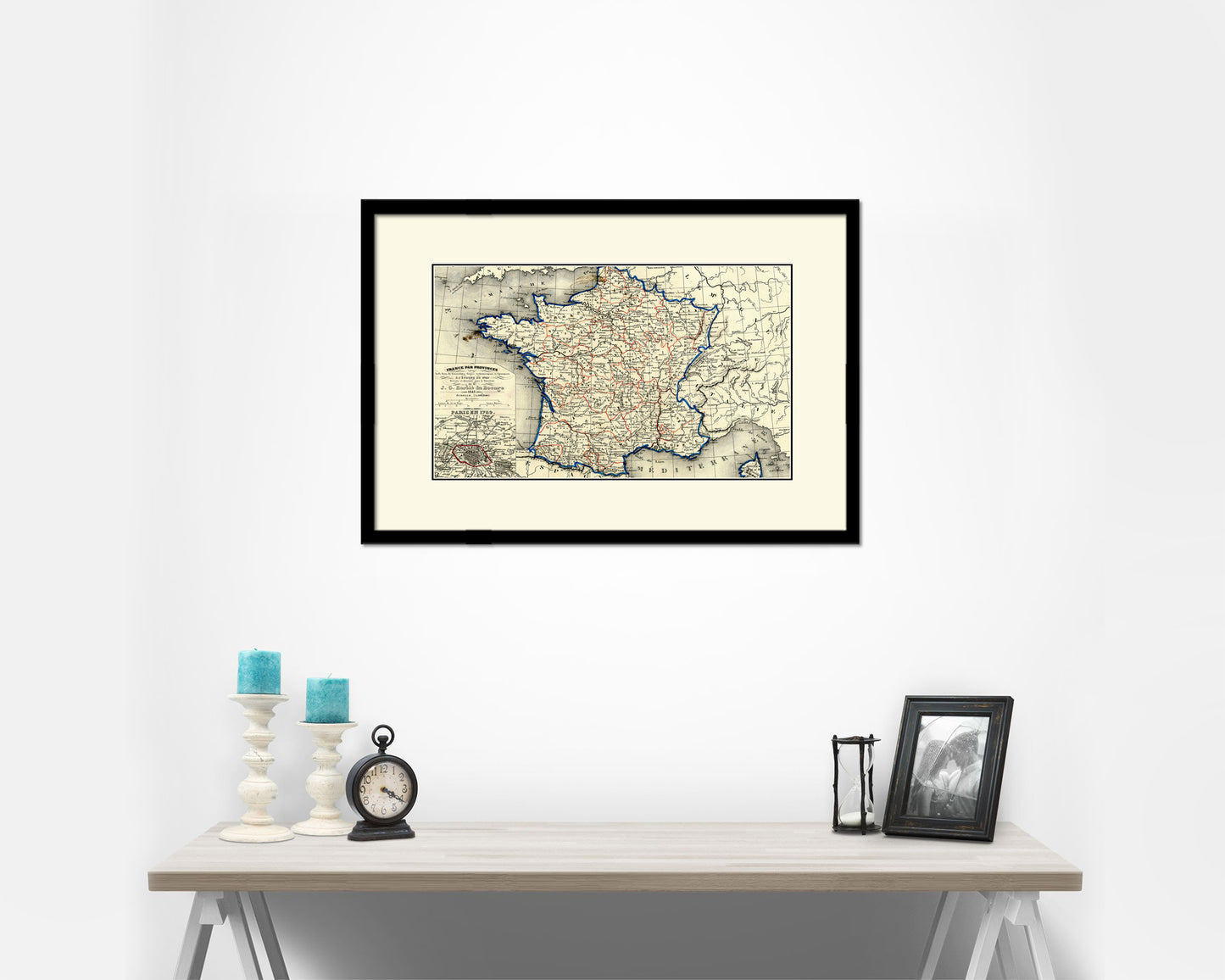 France 1789 Old Map Framed Print Art Wall Decor Gifts