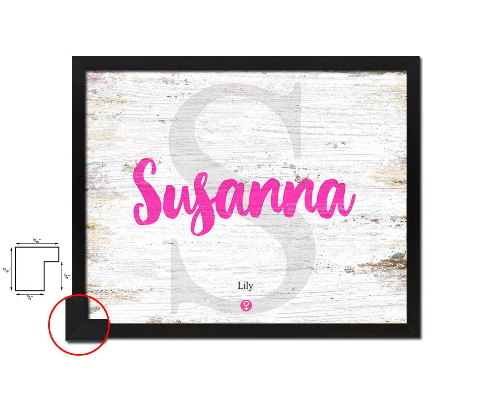 Susanna Personalized Biblical Name Plate Art Framed Print Kids Baby Room Wall Decor Gifts