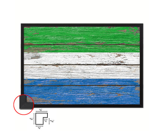 Sierra Leone Country Wood Rustic National Flag Wood Framed Print Wall Art Decor Gifts