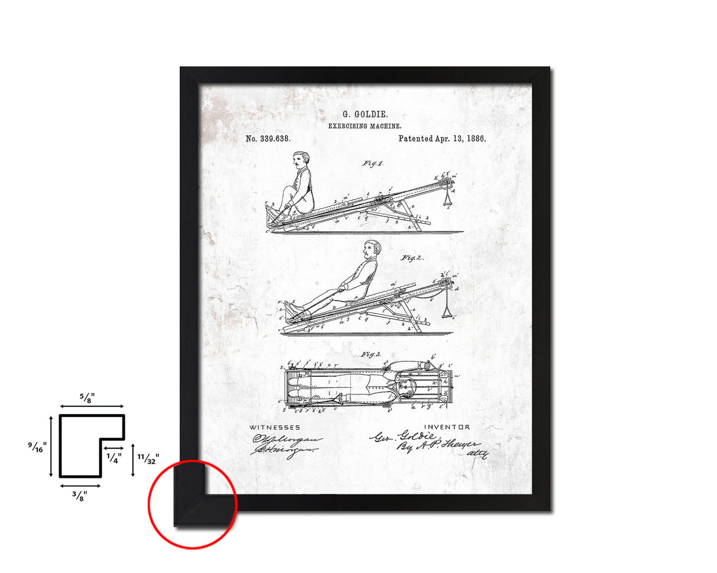 Exercise Machine Sports Vintage Patent Artwork Black Frame Print Gifts