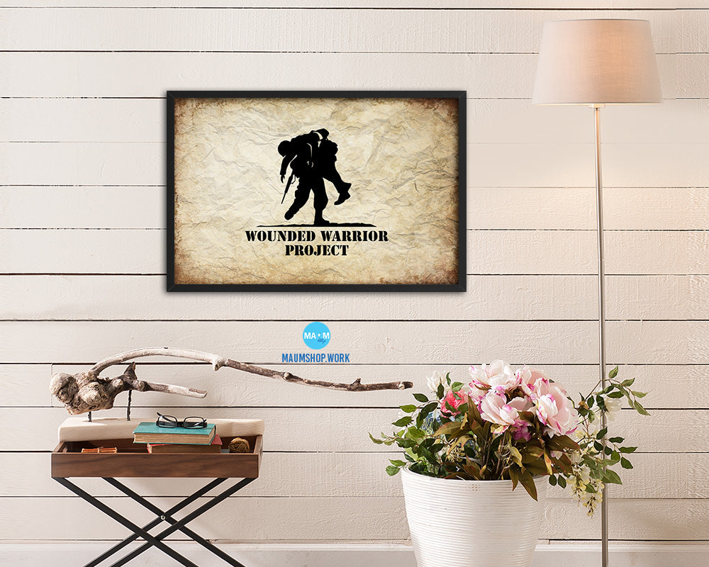 Wounded Warrior Project Vintage Military Flag Framed Print Sign Decor Wall Art Gifts