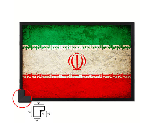 Iran Country Vintage Flag Wood Framed Print Wall Art Decor Gifts