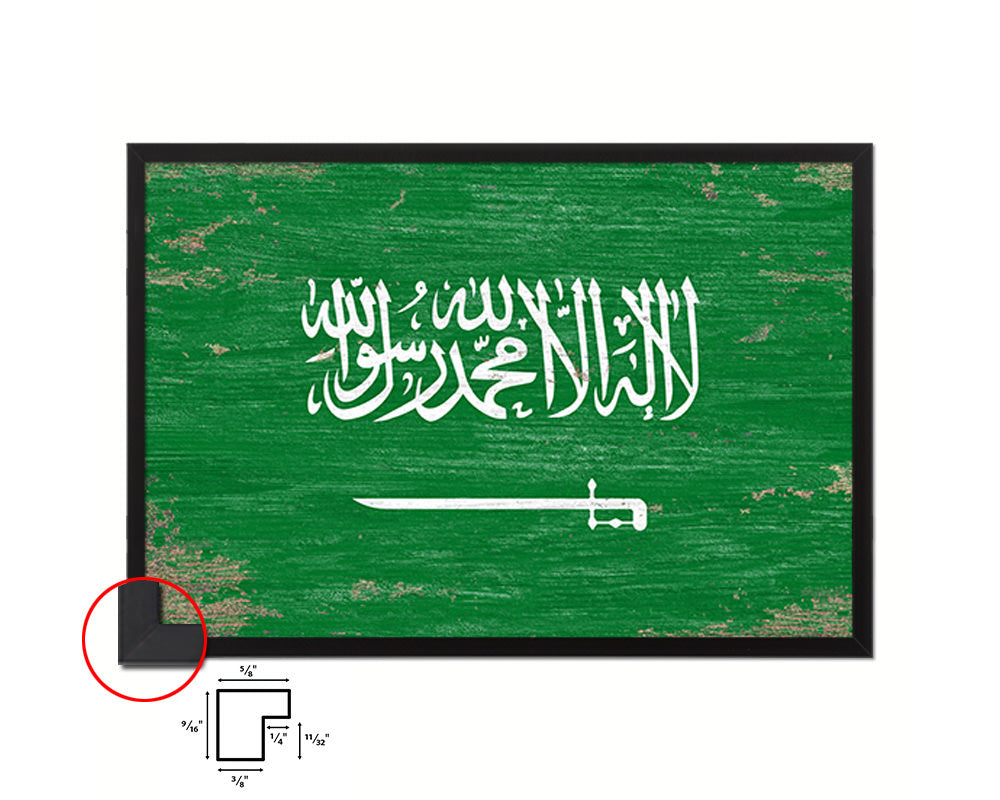 Saudi Arabia Shabby Chic Country Flag Wood Framed Print Wall Art Decor Gifts