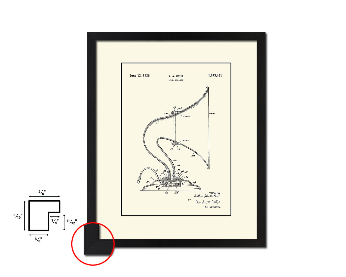 Loud Speaker Loud Speaker 1928 Vintage Patent Artwork Black Frame Print Gifts