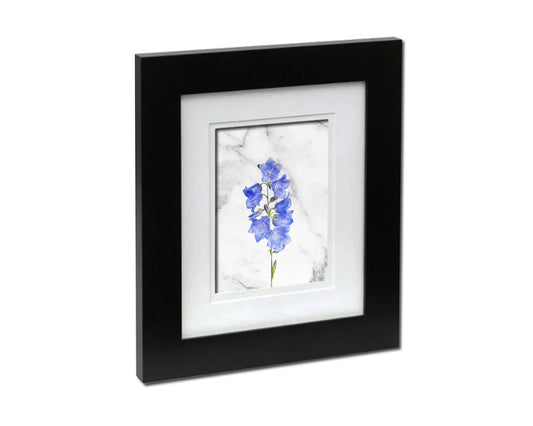 Bellflowers Marble Texture Plants Art Wood Framed Print Wall Decor Gifts