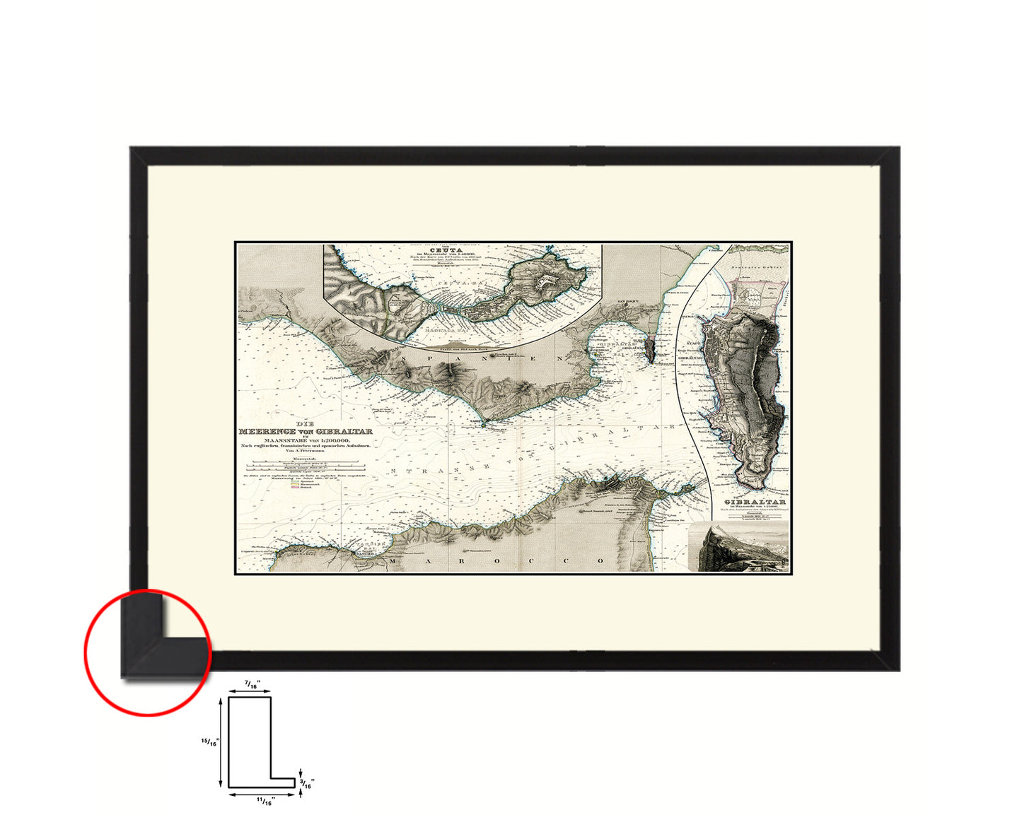 Gibraltar Old Map Framed Print Art Wall Decor Gifts