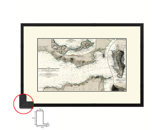 Gibraltar Old Map Framed Print Art Wall Decor Gifts