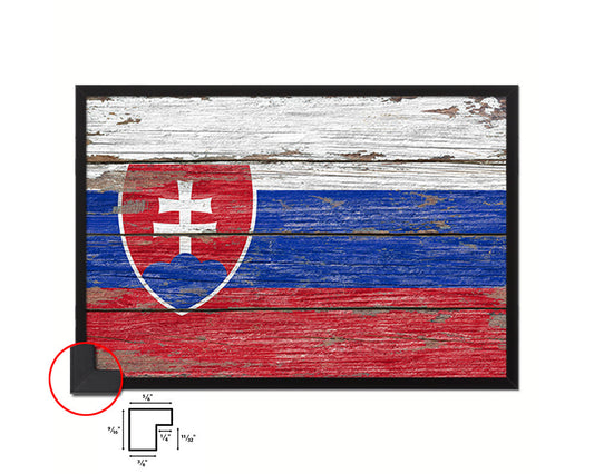 Slovakia Country Wood Rustic National Flag Wood Framed Print Wall Art Decor Gifts