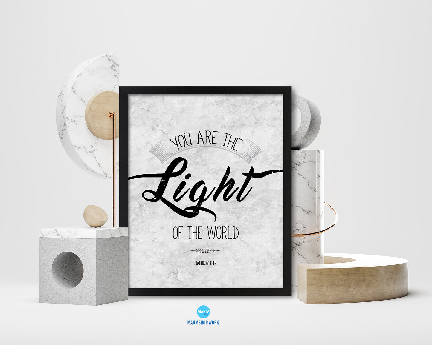 You are the Light of the world, Matthew 5:14 Bible Scripture Verse Framed Print Wall Art Decor Gifts