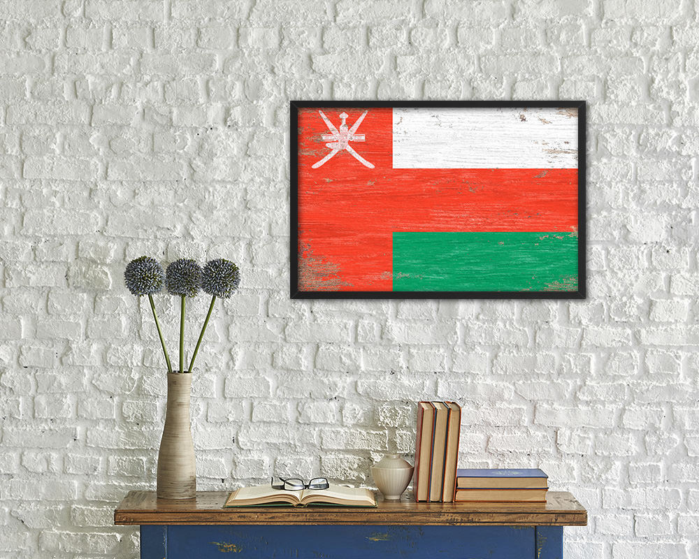 Oman Shabby Chic Country Flag Wood Framed Print Wall Art Decor Gifts